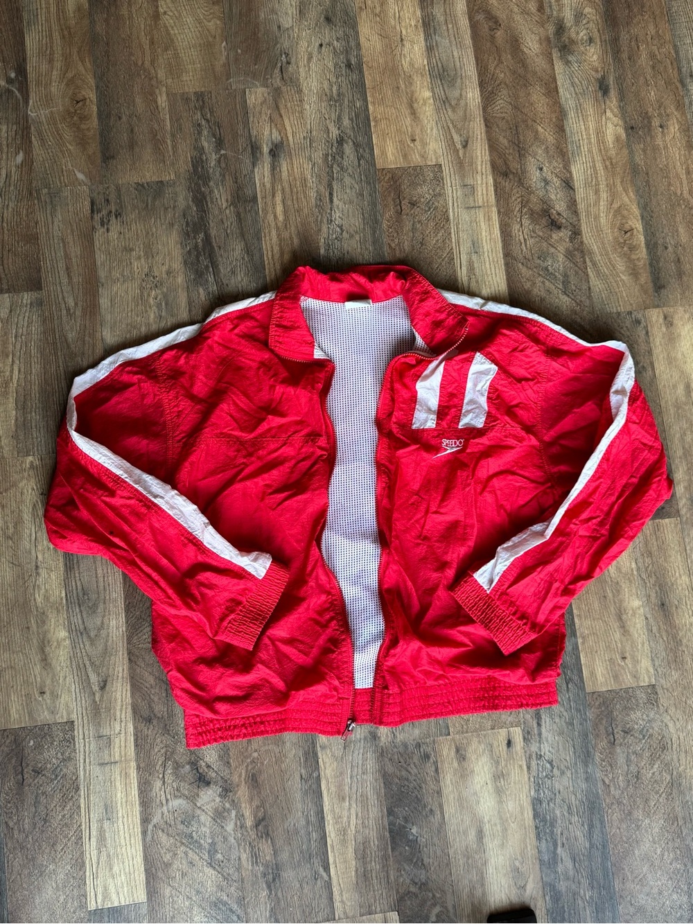 Speedo vintage Red Windbreaker Jacket with White Stripe